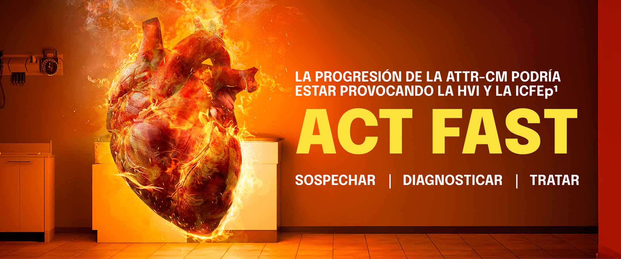 Símbolo de corazón ardiente, urgencia en el diagnóstico y tratamiento